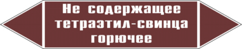 Маркировка трубопровода "не содержащее тетраэтил-свинца горючее" (пленка, 252х52 мм) - Маркировка трубопроводов - Маркировки трубопроводов "ЖИДКОСТЬ" - магазин "Охрана труда и Техника безопасности"